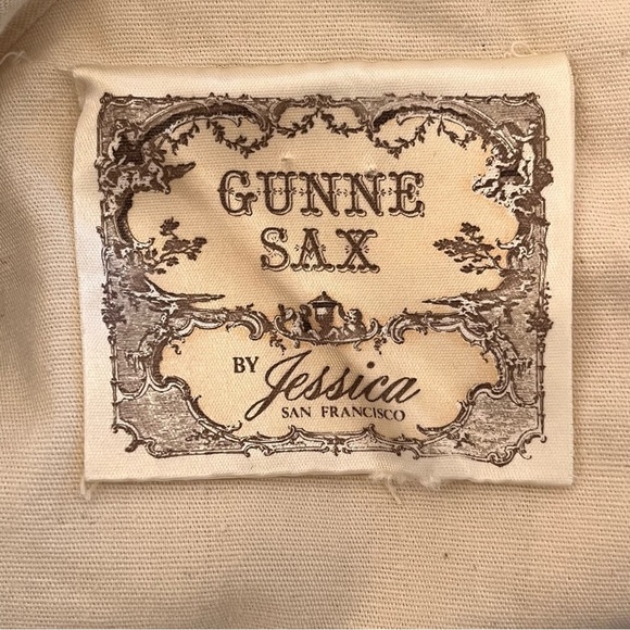 VTG 1970s Gunne Sax by Jessica Maxi Dress Small Lace Sleeves Ivory + Blue Velvet - Picture 12 of 16